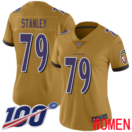 Baltimore Ravens Limited Gold Women Ronnie Stanley Jersey NFL Football #79 100th Season Inverted Legend->youth nfl jersey->Youth Jersey